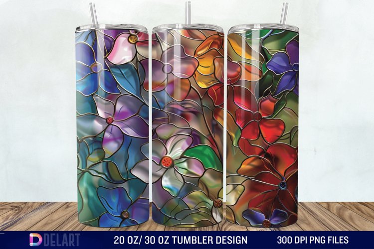 3d Floral stained glass Tumbler Wrap example image 1