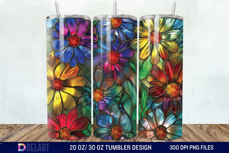 3d Floral stained glass Tumbler Wrap example image 1