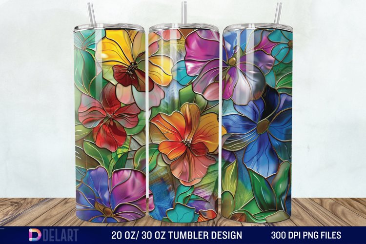 3d Floral stained glass Tumbler Wrap example image 1