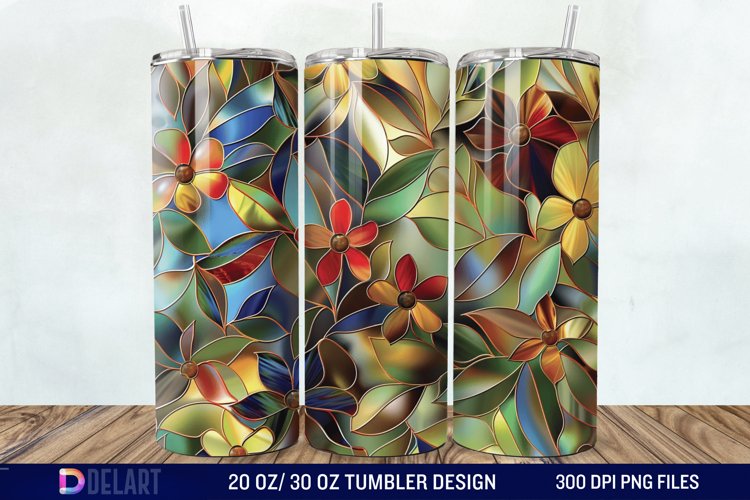 3d Floral stained glass Tumbler Wrap example image 1