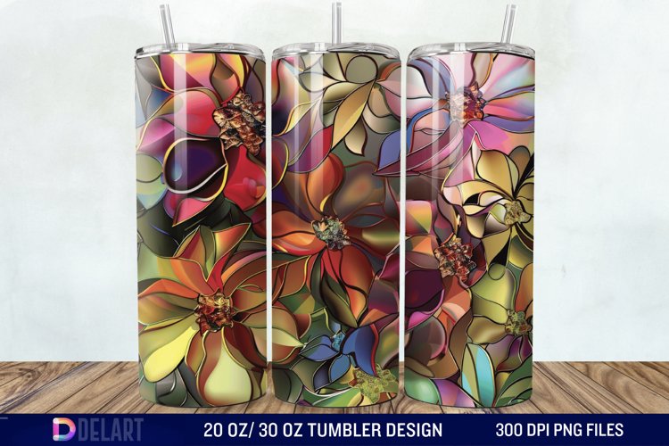 3d Floral stained glass Tumbler Wrap example image 1