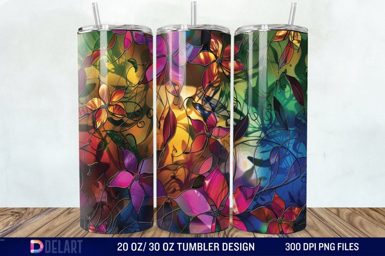 3d Floral stained glass Tumbler Wrap example image 1