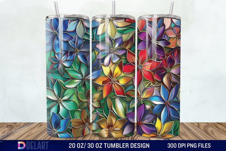 3d Floral stained glass Tumbler Wrap example image 1