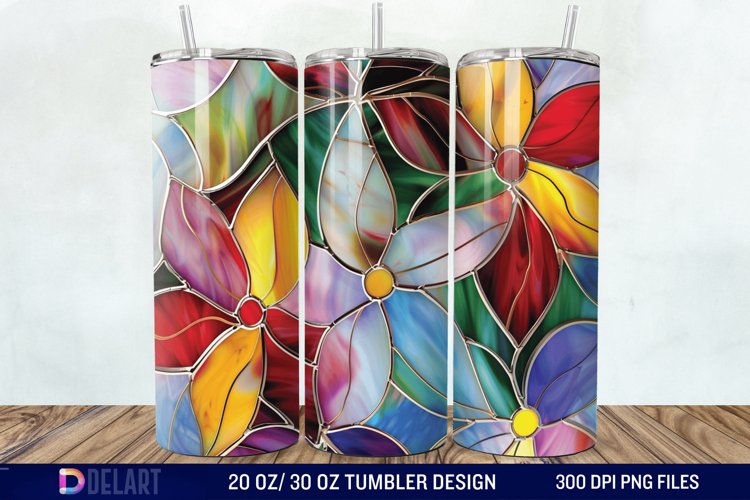 3d Floral stained glass Tumbler Wrap example image 1