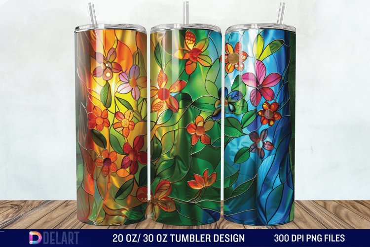 3d Floral stained glass Tumbler Wrap example image 1