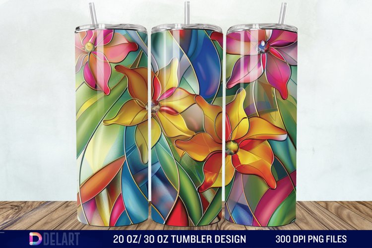 3d Floral stained glass Tumbler Wrap example image 1