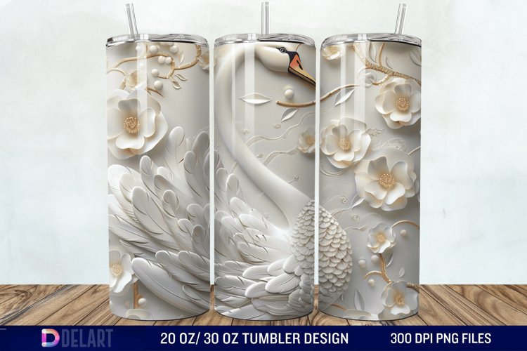 3D Floral Swan Break Tumbler Wrap example image 1