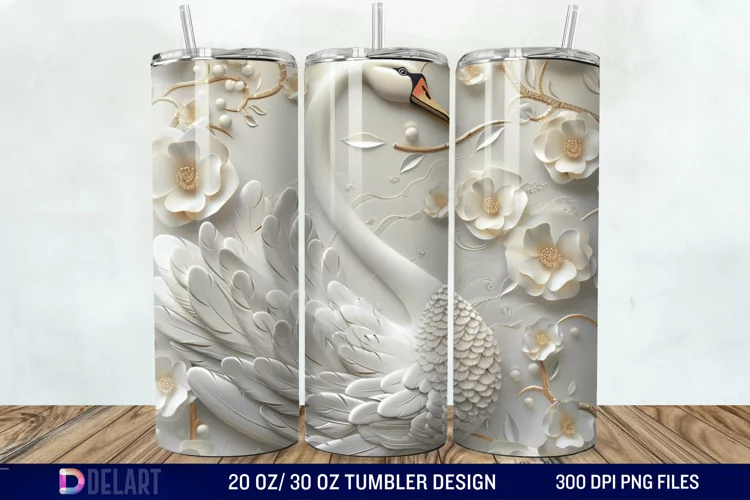 3D Floral Swan Break Tumbler Wrap