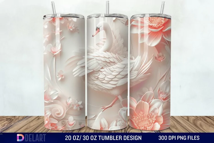 3D Floral Swan Break Tumbler Wrap