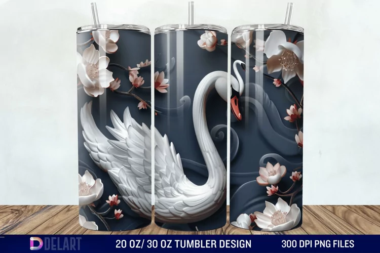 3D Floral Swan Break Tumbler Wrap