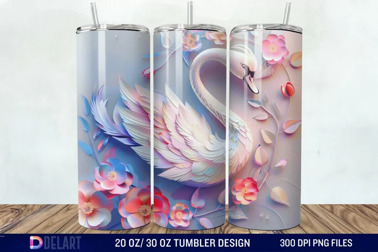 3D Floral Swan Break Tumbler Wrap