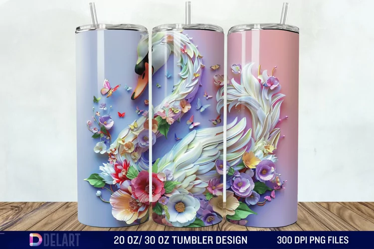 3D Floral Swan Break Tumbler Wrap