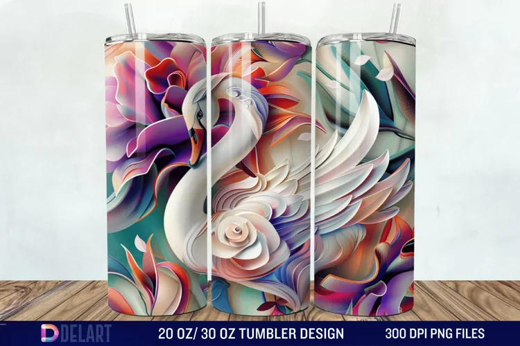 3D Floral Swan Break Tumbler Wrap