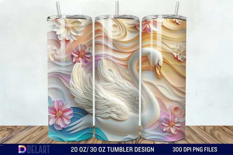3D Floral Swan Break Tumbler Wrap