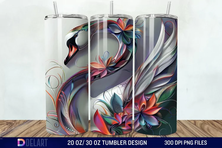 3D Floral Swan Break Tumbler Wrap