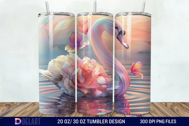3D Floral Swan Break Tumbler Wrap