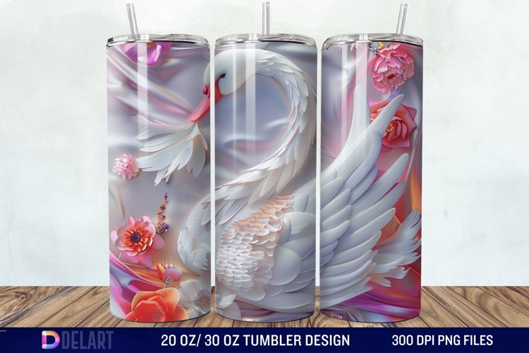3D Floral Swan Break Tumbler Wrap example image 1