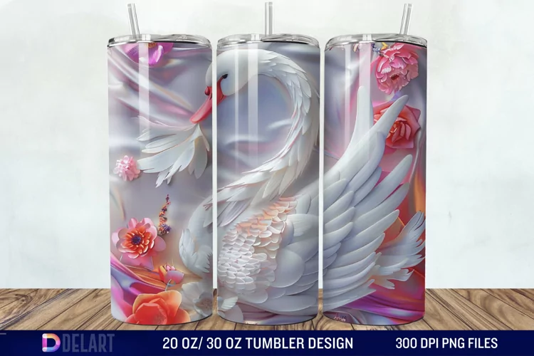 3D Floral Swan Break Tumbler Wrap