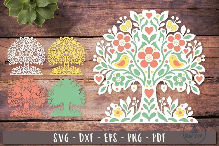 3d Floral Tree of Life SVG Romantic Layered design