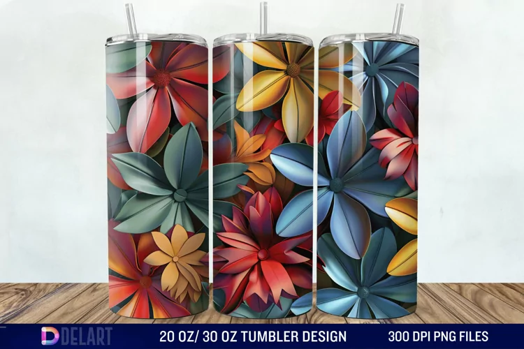 3D Floral Tumbler Wrap