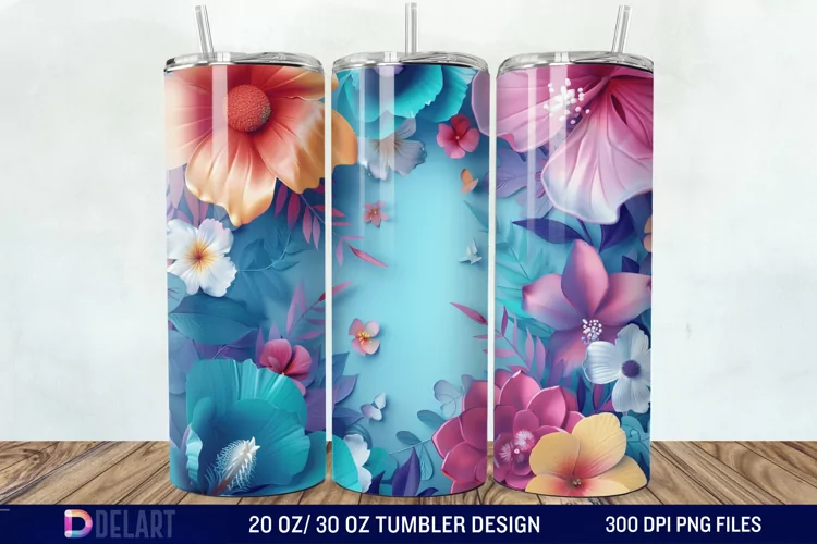 3D Floral Tumbler Wrap