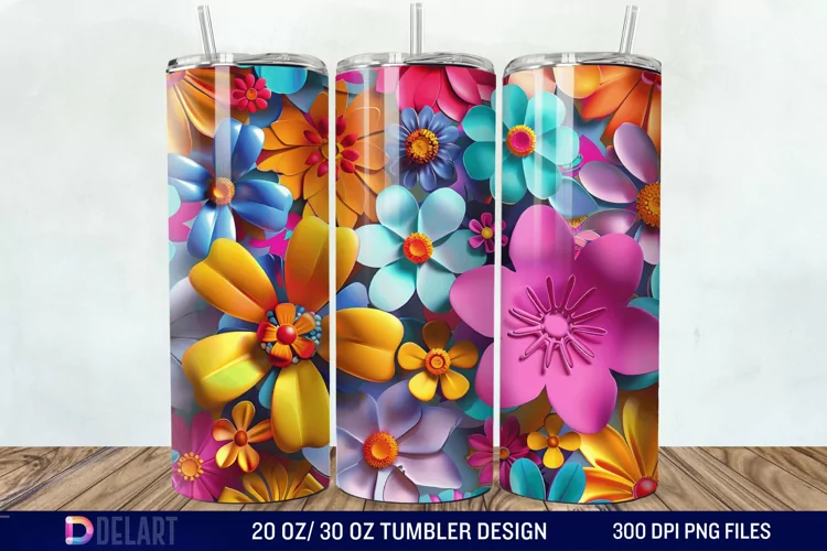 3D Floral Tumbler Wrap