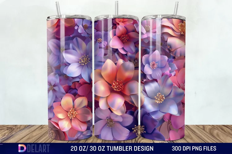3D Floral Tumbler Wrap