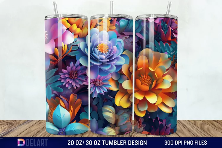 3D Floral Tumbler Wrap