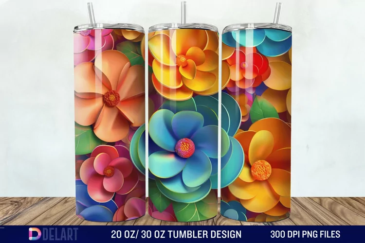 3D Floral Tumbler Wrap