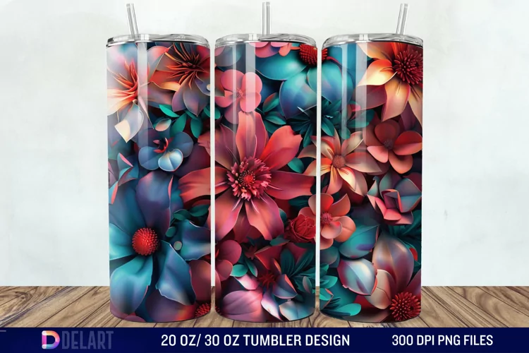 3D Floral Tumbler Wrap