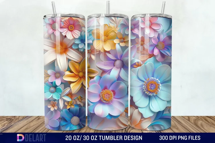 3D Floral Tumbler Wrap