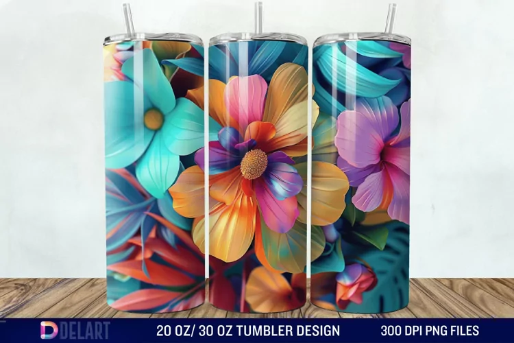 3D Floral Tumbler Wrap