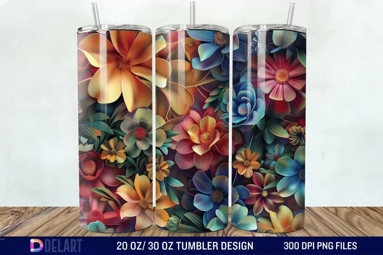 3D Floral Tumbler Wrap