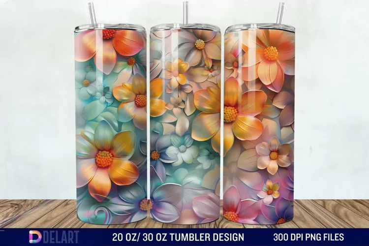 3D Floral Tumbler Wrap