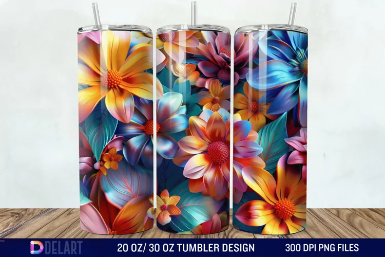 3D Floral Tumbler Wrap