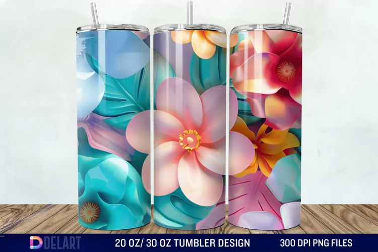 3D Floral Tumbler Wrap
