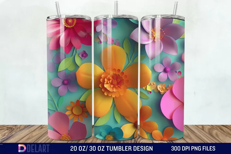 3D Floral Tumbler Wrap