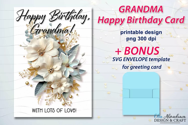 Grandma Happy Birthday Card| 3d Flower Sublimation design