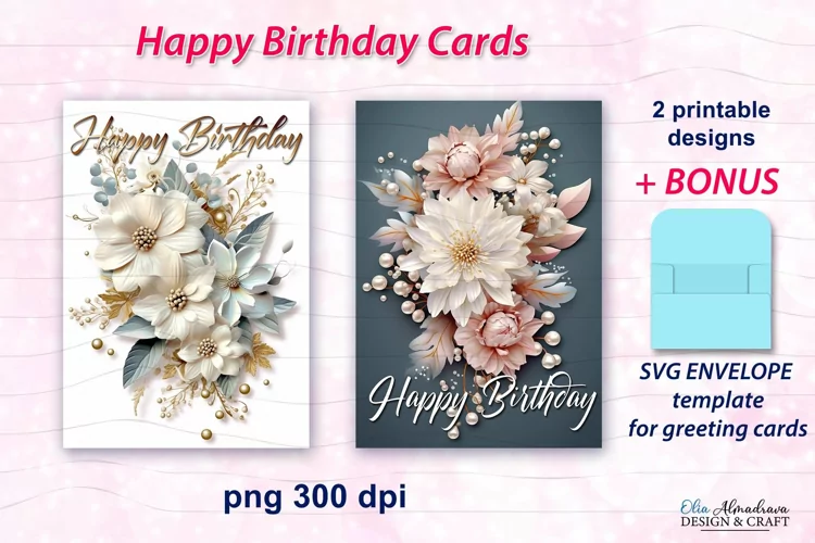 Happy Birthday Card|3D Flowers Printable Birthday Cards