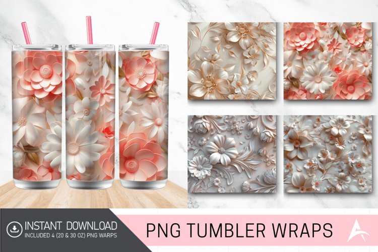 3D Floral in Harmony Tumbler wrap example image 1