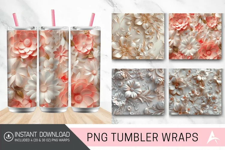 3D Floral in Harmony Tumbler wrap