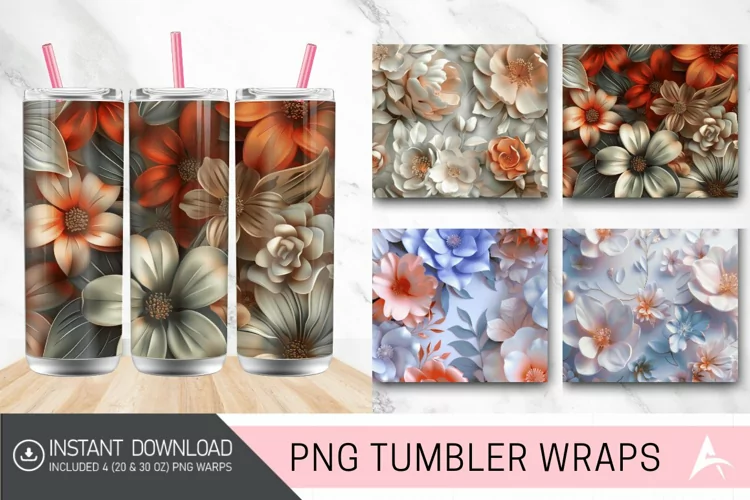 3D Floral in Harmony Tumbler wrap