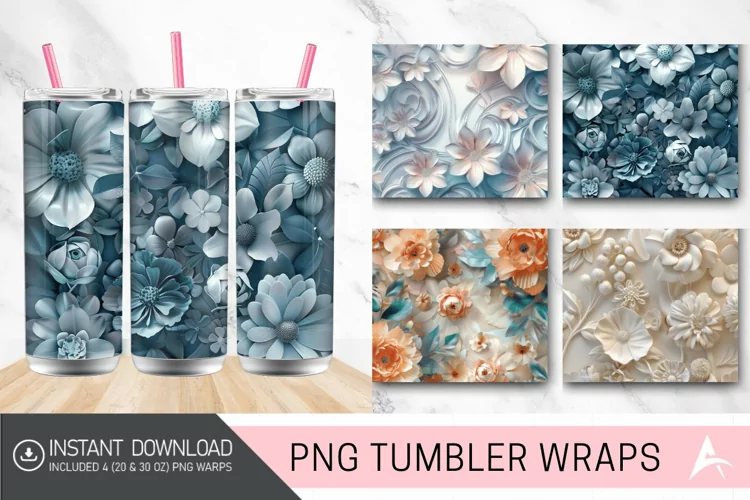 3D Floral in Harmony Tumbler wrap