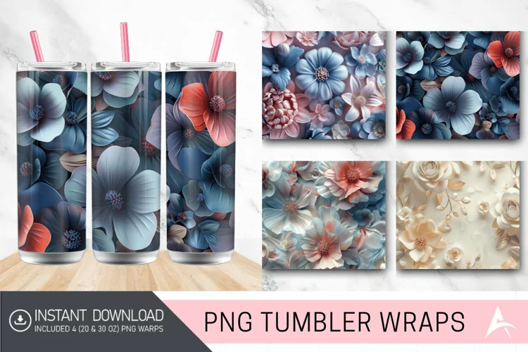 3D Floral in Harmony Tumbler wrap