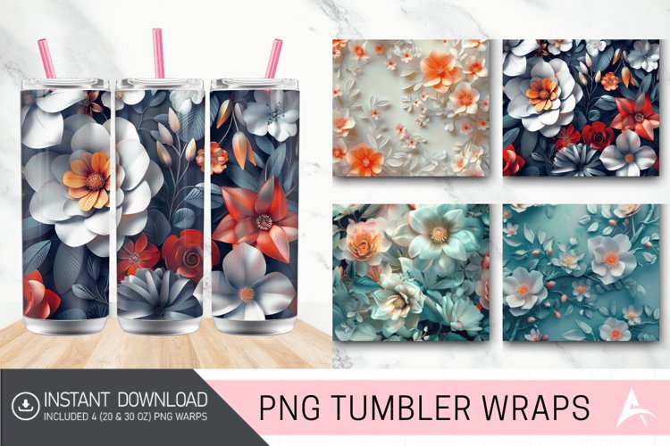 3D Floral in Harmony Tumbler wrap example image 1