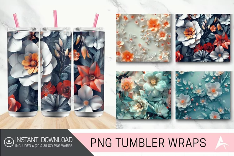 3D Floral in Harmony Tumbler wrap