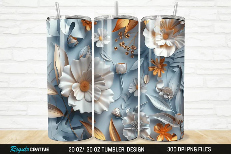 3D Florals In Harmony 20/30oz Skinny Tumbler