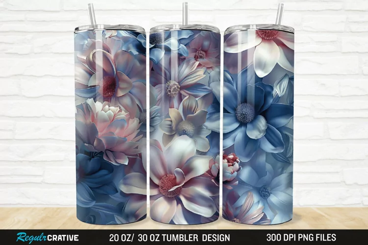 3D Florals In Harmony 20/30oz Skinny Tumbler