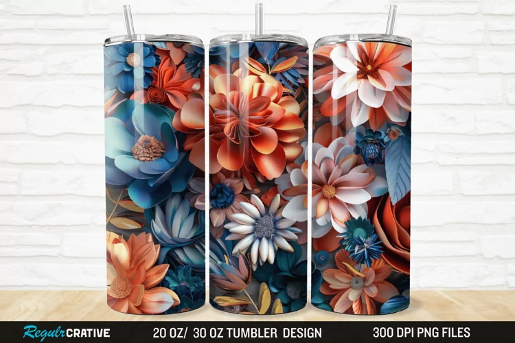 3D Florals In Harmony 20/30oz Skinny Tumbler