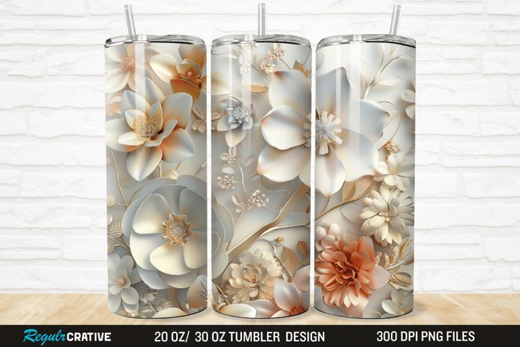3D Florals In Harmony 20/30oz Skinny Tumbler example image 1